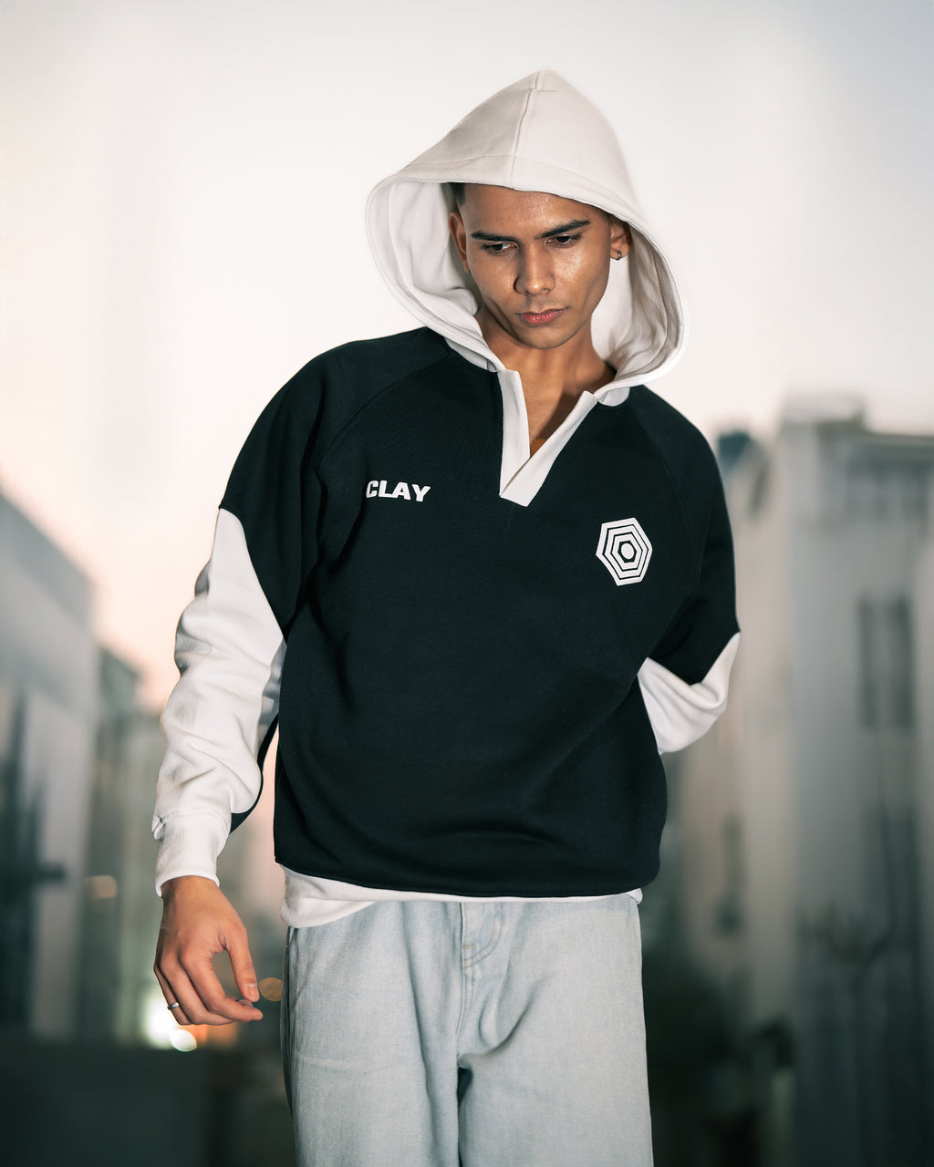 ARENA NOIR JERSEY OVERSIZED HOODIE