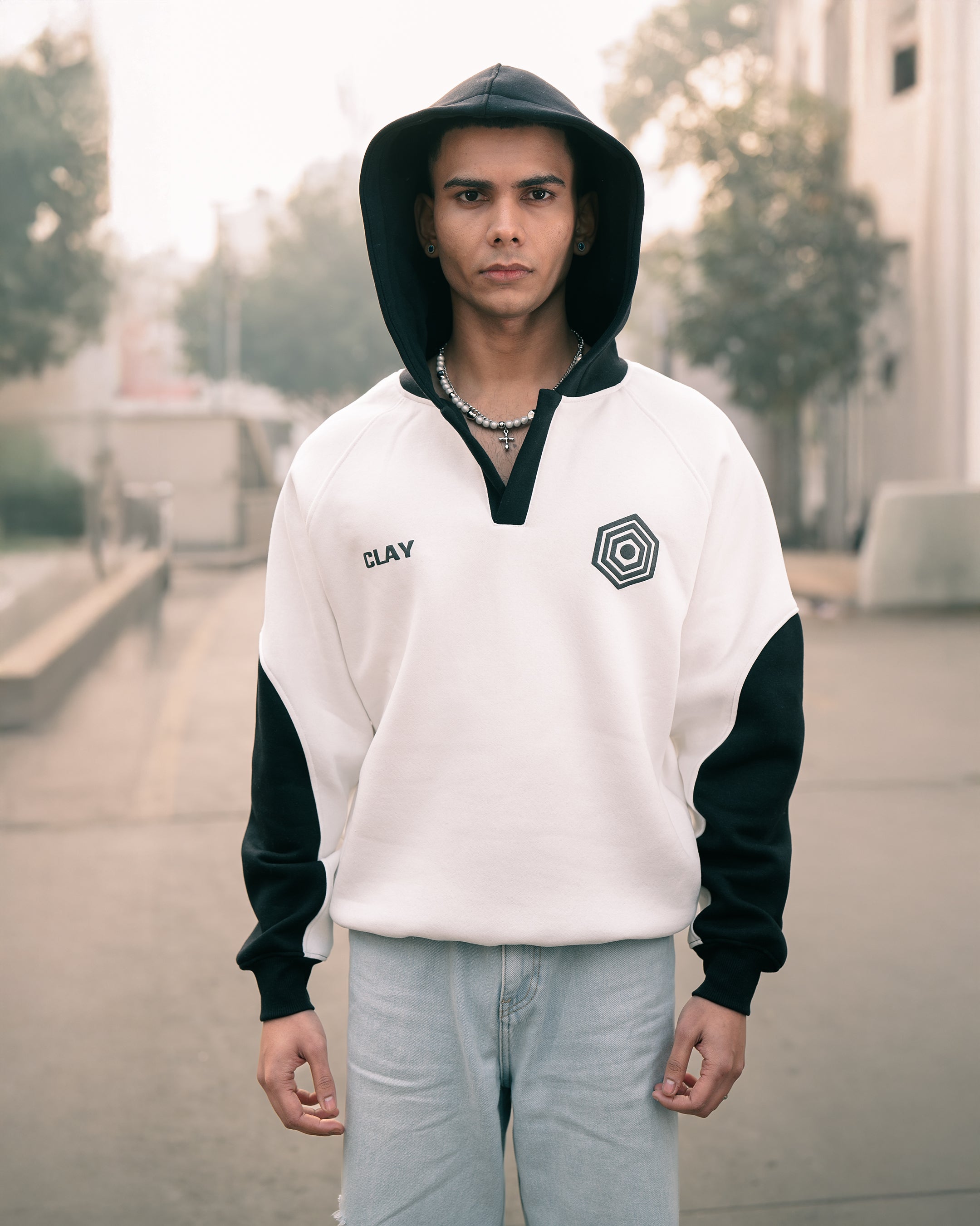 ARENA NOIR JERSEY OVERSIZED HOODIE