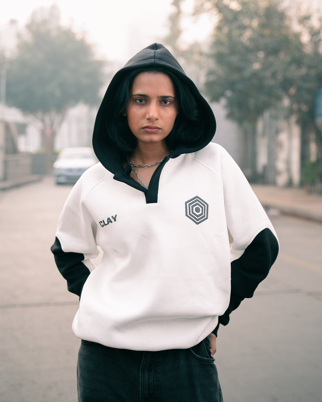 ARENA NOIR JERSEY OVERSIZED HOODIE